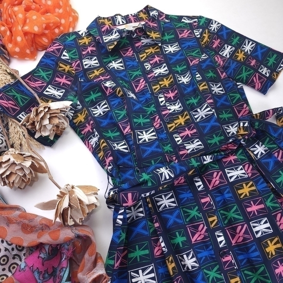 Boden Navy Patterned Dress Sz 4R - Picture 4 of 13